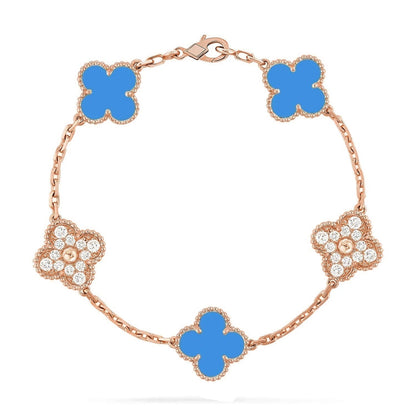 [Love Aura] CLOVER 5 MOTIF BLUE AGATE BRACELET COLLECTION