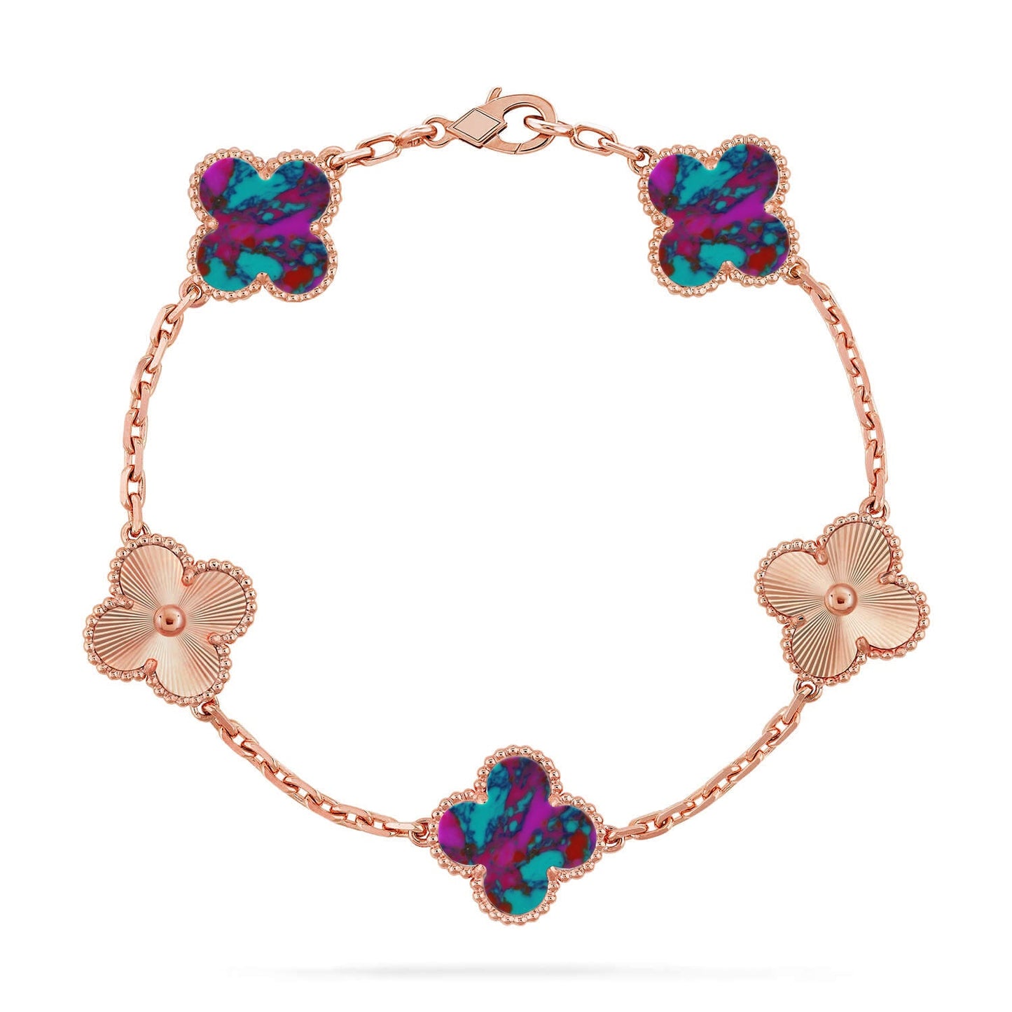 [Love Aura]CLOVER 5 MOTIF COLOR GEMSTONES BRACELET COLLECTION