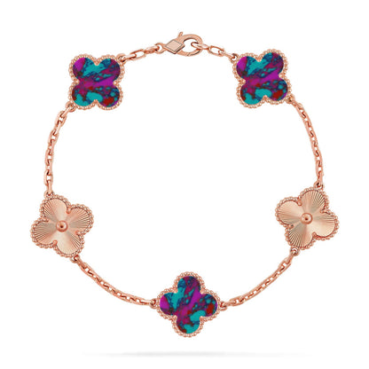 [Love Aura]CLOVER 5 MOTIF COLOR GEMSTONES BRACELET COLLECTION