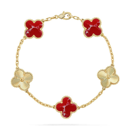 [Love Aura]CLOVER 5 MOTIF RED PATTERN BRACELET COLLECTION