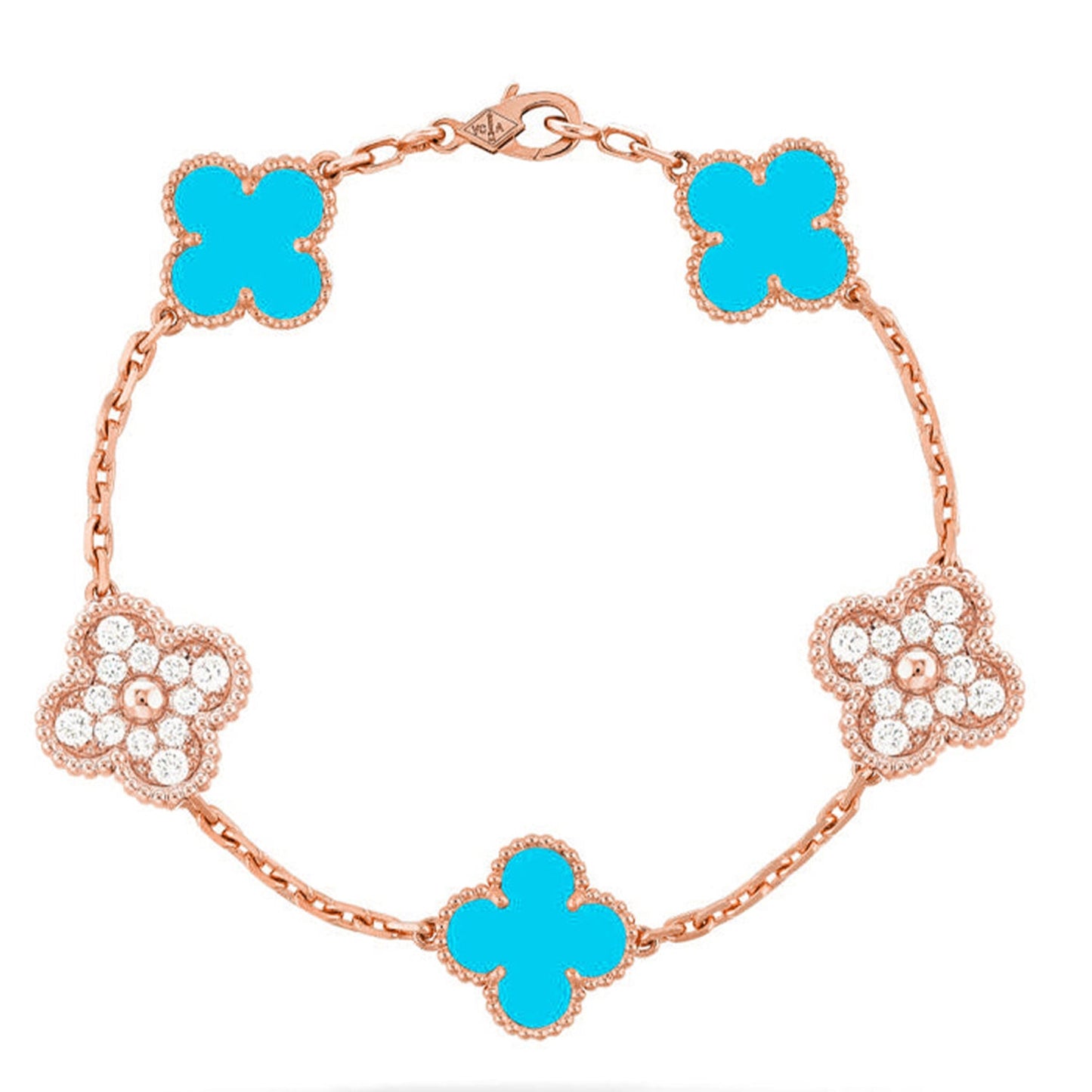 [Love Aura] CLOVER 5 MOTIF TURQUOISE BRACELET COLLECTION
