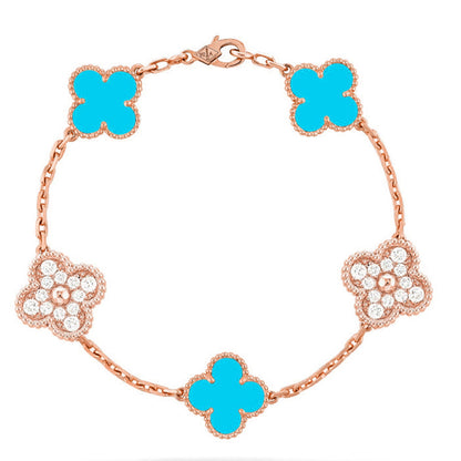 [Love Aura] CLOVER 5 MOTIF TURQUOISE BRACELET COLLECTION