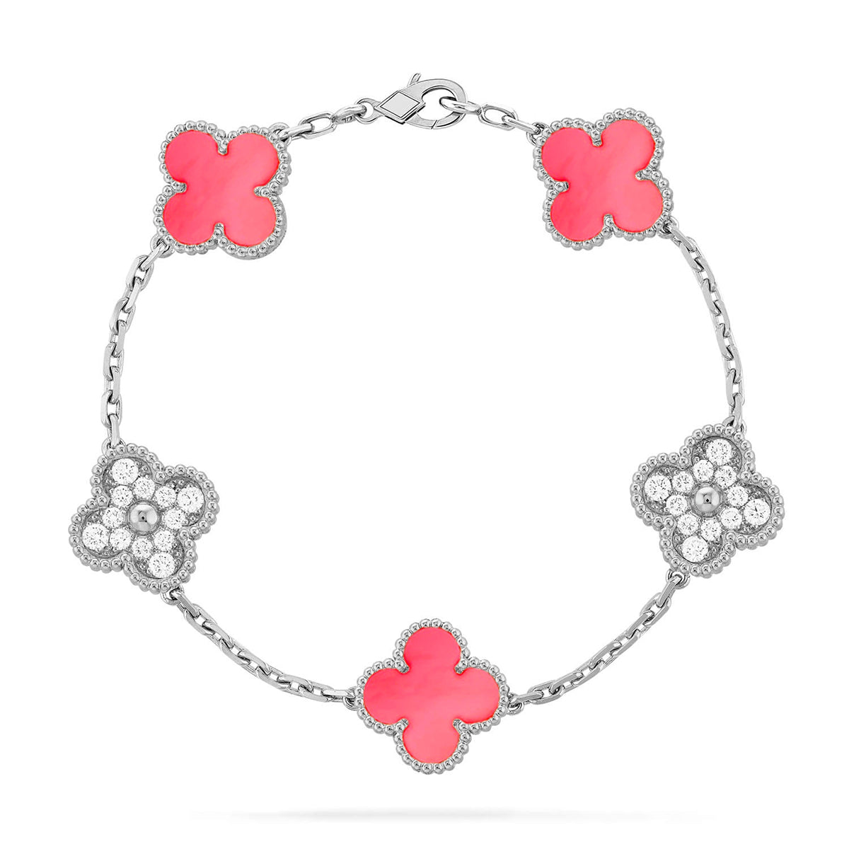 [Love Aura] CLOVER 5 MOTIFS  PINK MOP BRACELET COLLECTION