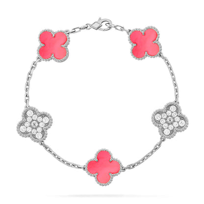 [Love Aura] CLOVER 5 MOTIFS  PINK MOP BRACELET COLLECTION