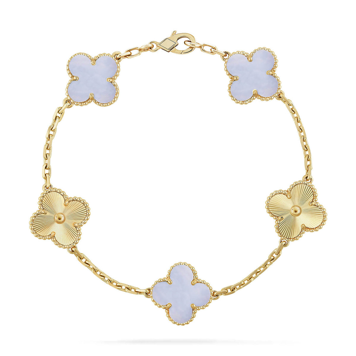[Love Aura] CLOVER 5 MOTIF PURPLE CHALCEDONY BRACELET COLLECTION