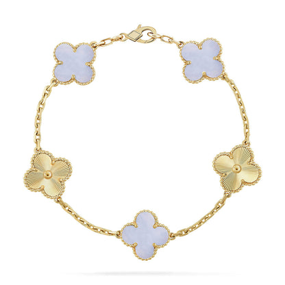 [Love Aura] CLOVER 5 MOTIF PURPLE CHALCEDONY BRACELET COLLECTION