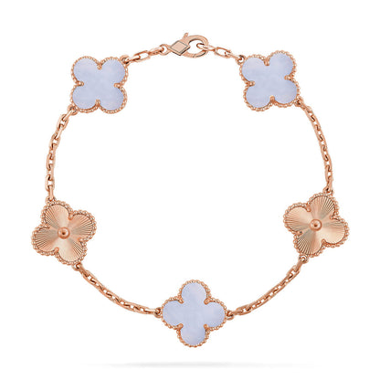 [Love Aura] CLOVER 5 MOTIF PURPLE CHALCEDONY BRACELET COLLECTION