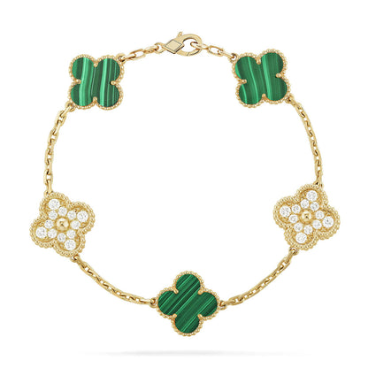 [Love Aura] CLOVER 5 MOTIF MALACHITE BRACELET COLLECTION