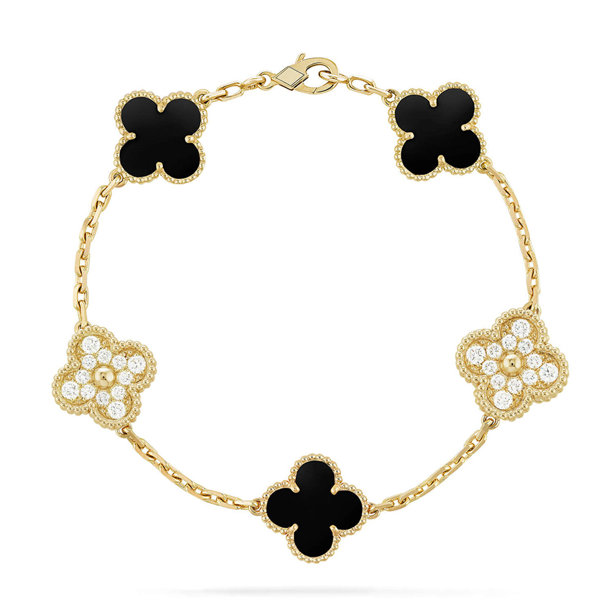 [Love Aura] CLOVER 5 MOTIF ONYXS BRACELET COLLECTION