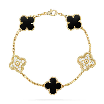 [Love Aura] CLOVER 5 MOTIF ONYXS BRACELET COLLECTION