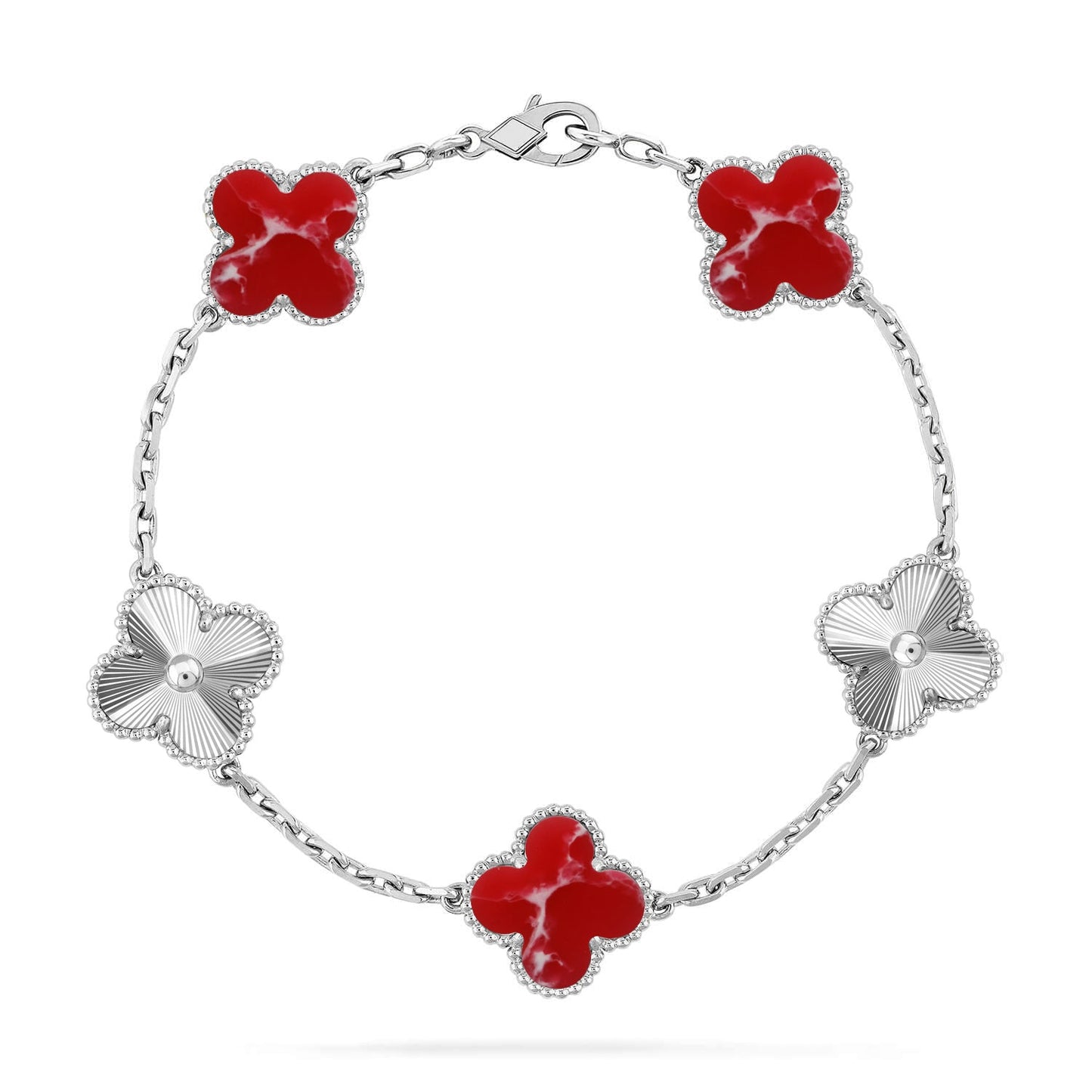 [Love Aura]CLOVER 5 MOTIF RED PATTERN BRACELET COLLECTION