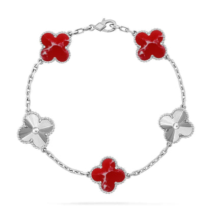 [Love Aura]CLOVER 5 MOTIF RED PATTERN BRACELET COLLECTION