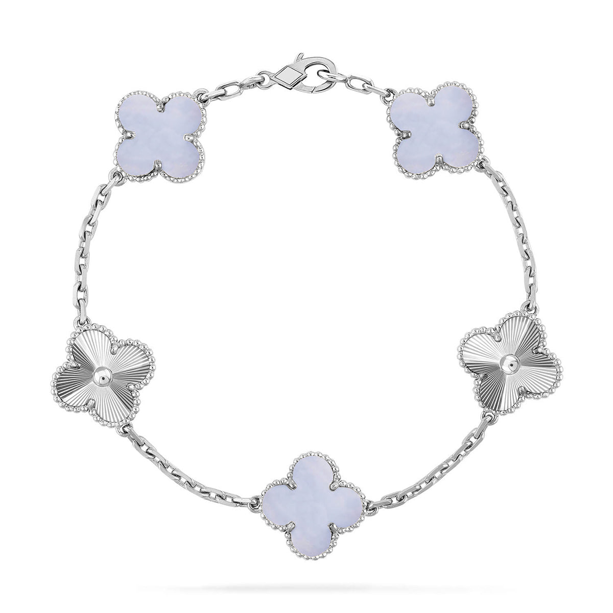 [Love Aura] CLOVER 5 MOTIF PURPLE CHALCEDONY BRACELET COLLECTION