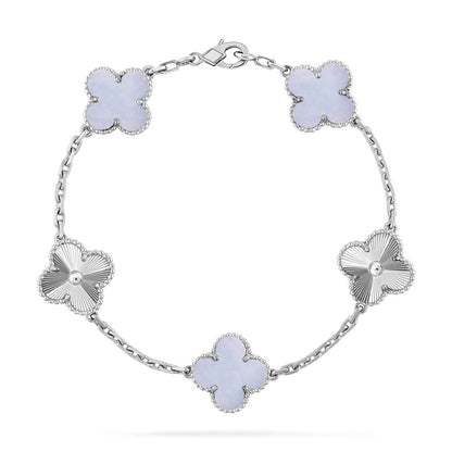 [Love Aura] CLOVER 5 MOTIF PURPLE CHALCEDONY BRACELET COLLECTION