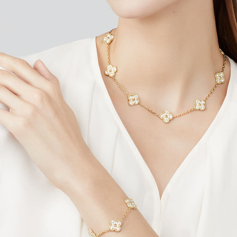 [Love Aura]CLOVER 10 MOTIFS DIAMOND NECKLACE