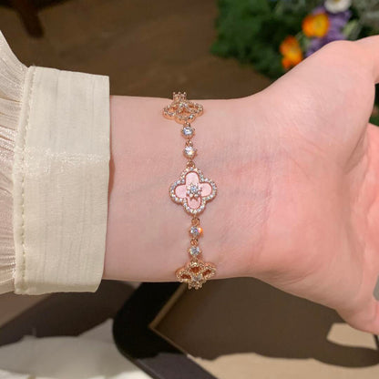 [Love Aura]CLOVER 5 MOTIF PINK BLUE RED WHITE BRACELET