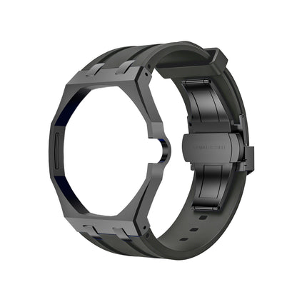 Oak Pop Black Steel  Silicone Strap
