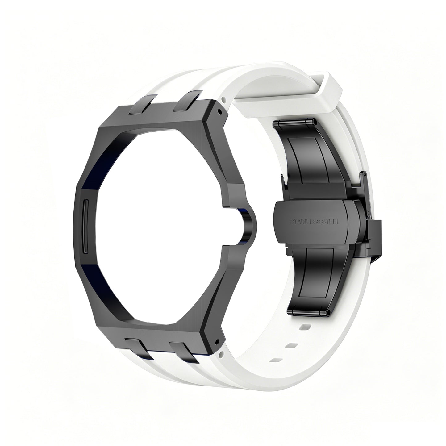 Oak Pop Black Steel  Silicone Strap