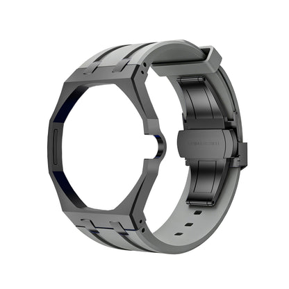 Oak Pop Black Steel  Silicone Strap