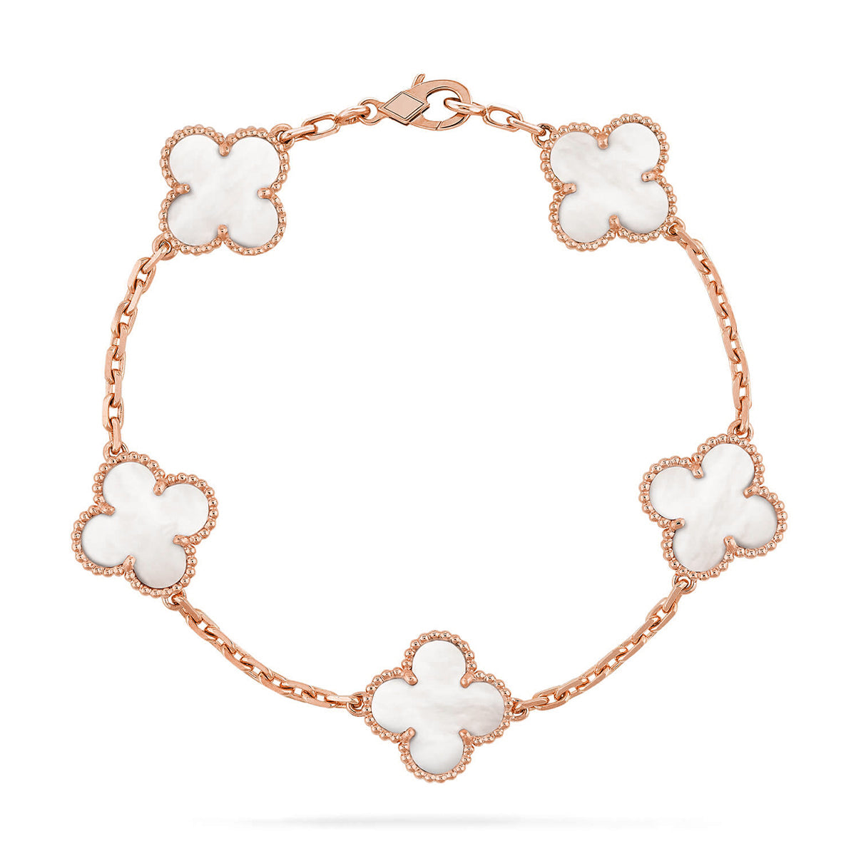 [Love Aura]CLOVER WHITE PEARL MOP 5 MOTIF BRACELET COLLECTION