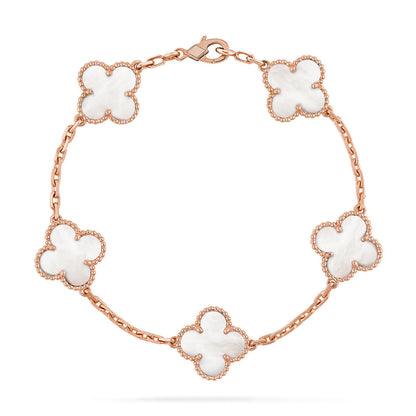 [Love Aura]CLOVER WHITE PEARL MOP 5 MOTIF BRACELET COLLECTION