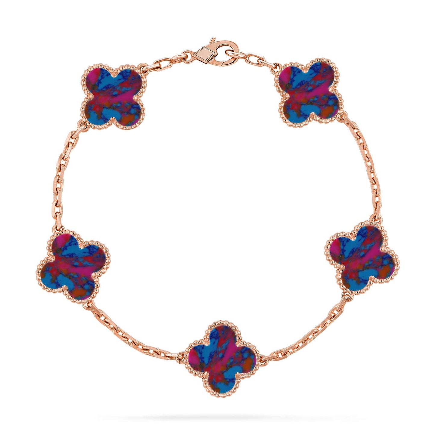 [Love Aura]CLOVER 5 MOTIF COLOR GEMSTONES BRACELET COLLECTION