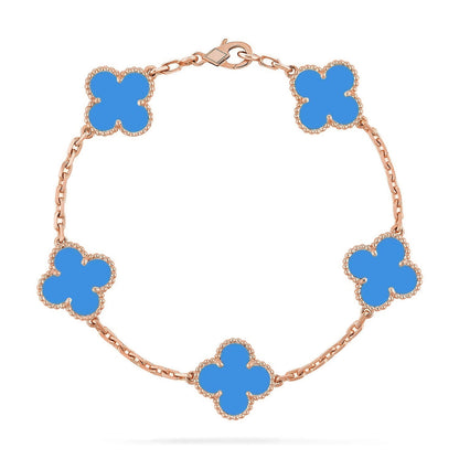 [Love Aura] CLOVER 5 MOTIF BLUE AGATE BRACELET COLLECTION
