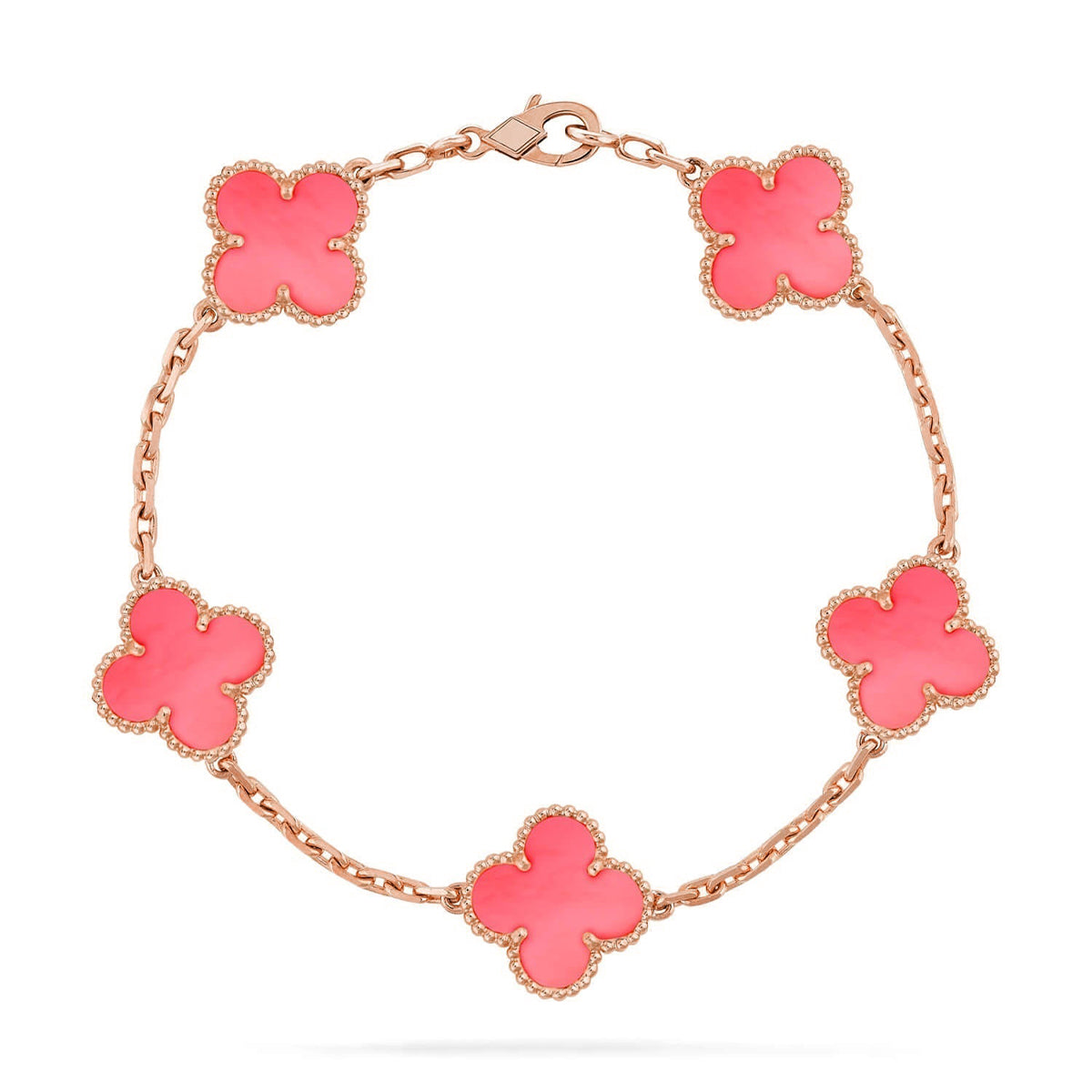 [Love Aura] CLOVER 5 MOTIFS  PINK MOP BRACELET COLLECTION