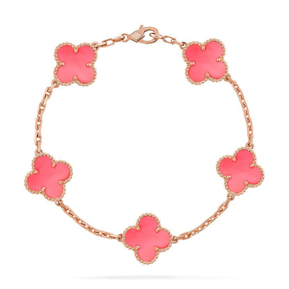 [Love Aura] CLOVER 5 MOTIFS  PINK MOP BRACELET COLLECTION