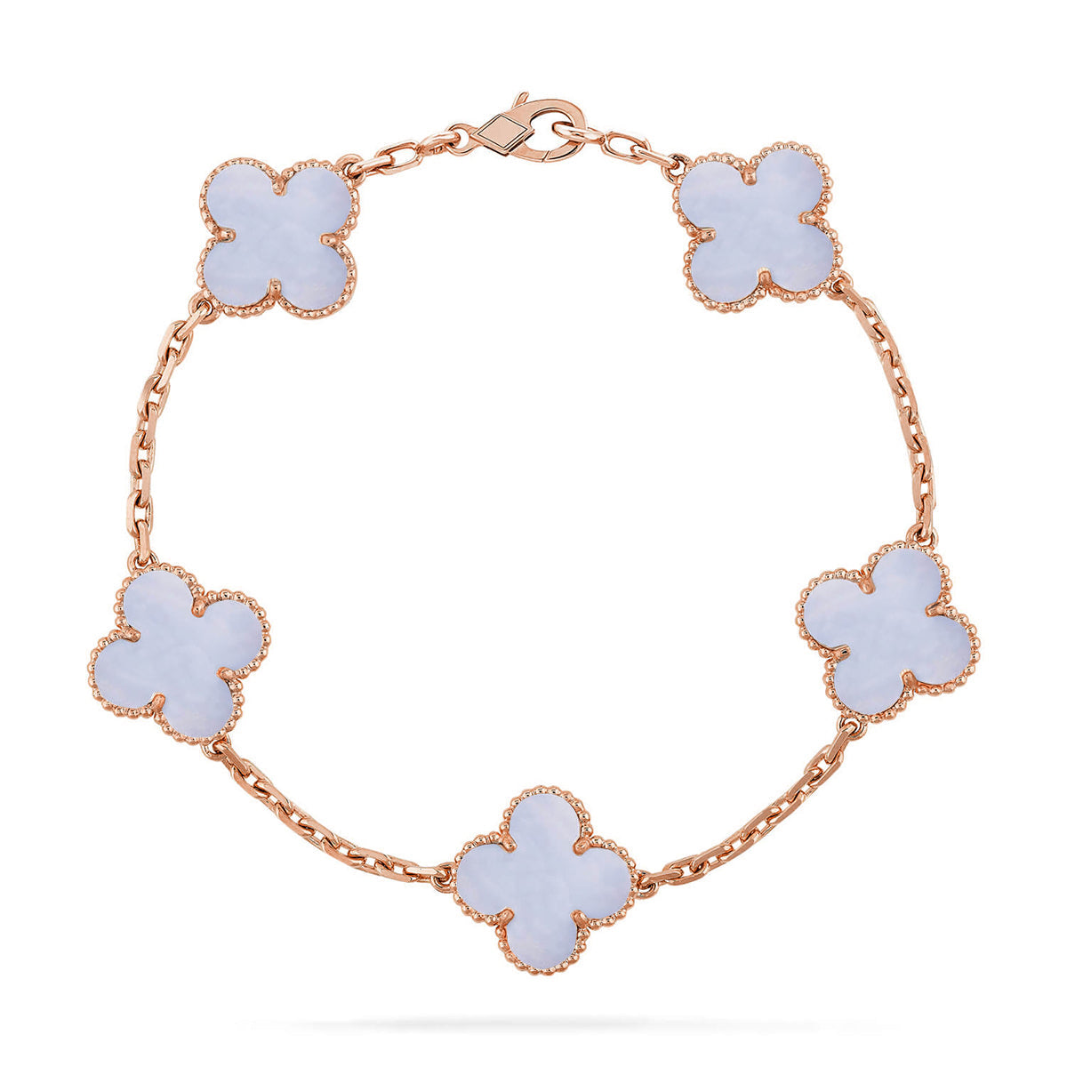 [Love Aura] CLOVER 5 MOTIF PURPLE CHALCEDONY BRACELET COLLECTION