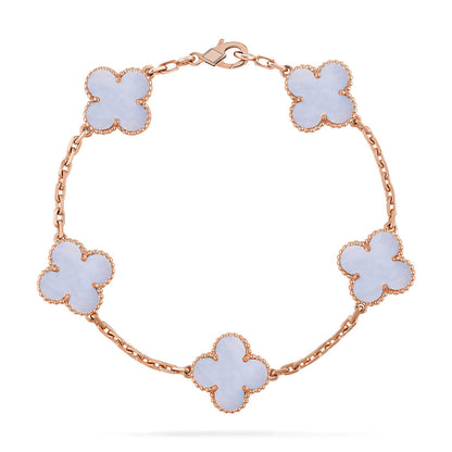 [Love Aura] CLOVER 5 MOTIF PURPLE CHALCEDONY BRACELET COLLECTION