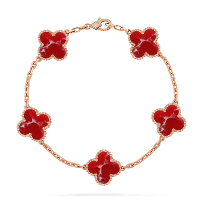 [Love Aura]CLOVER 5 MOTIF RED PATTERN BRACELET COLLECTION