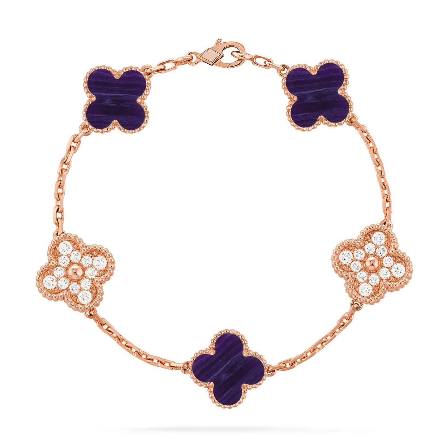 [Love Aura]CLOVER 5 MOTIF PURPLE STRIPES BRACELET COLLECTION