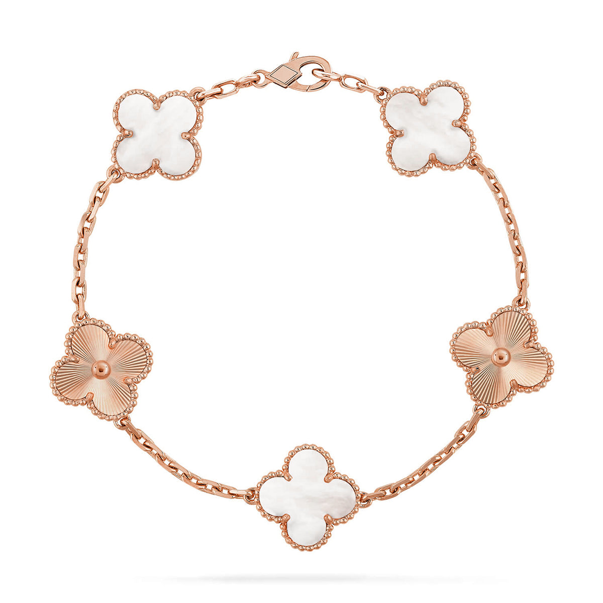 [Love Aura]CLOVER WHITE PEARL MOP 5 MOTIF BRACELET COLLECTION