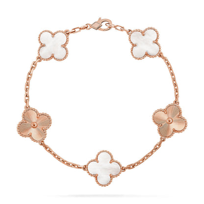 [Love Aura]CLOVER WHITE PEARL MOP 5 MOTIF BRACELET COLLECTION