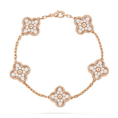 [Love Aura] CLOVER 5 MOTIF FULL DIAMOND BRACELET COLLECTION