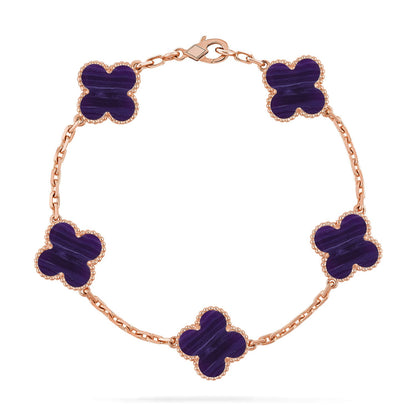 [Love Aura]CLOVER 5 MOTIF PURPLE STRIPES BRACELET COLLECTION