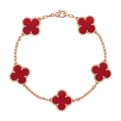 [Love Aura] CLOVER 5 MOTIF RED CORNELIAN BRACELET COLLECTION