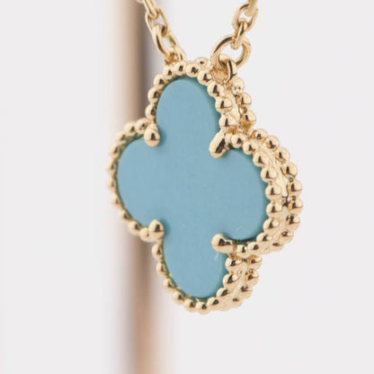 [Love Aura]CLOVER 15MM VINTAGE TURQUOISE NECKLACE