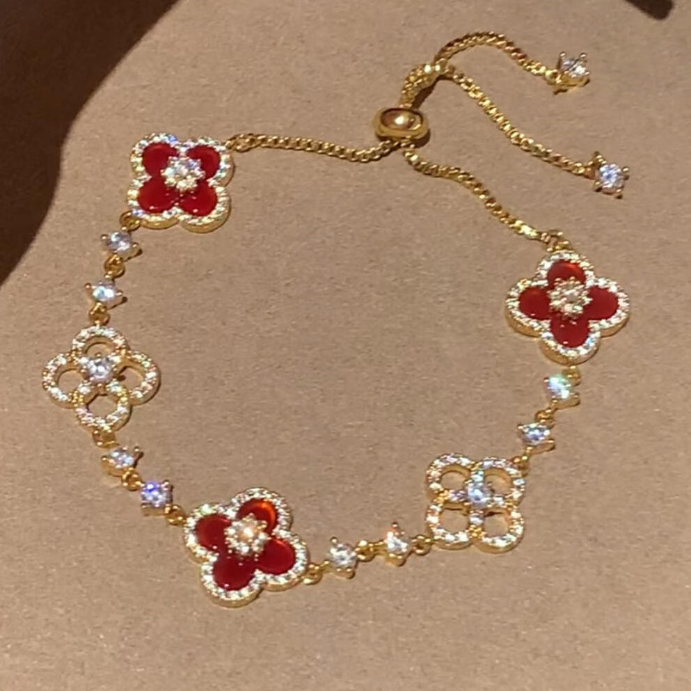 [Love Aura]CLOVER 5 MOTIF PINK BLUE RED WHITE BRACELET