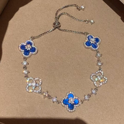 [Love Aura]CLOVER 5 MOTIF PINK BLUE RED WHITE BRACELET