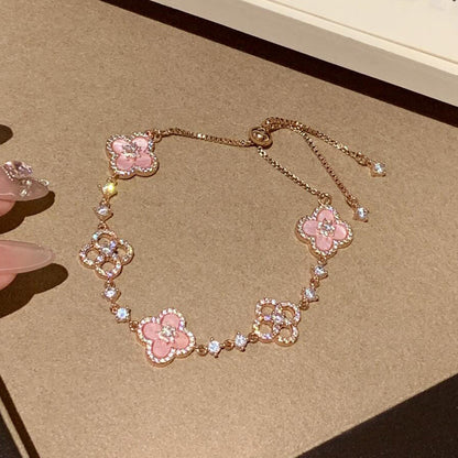 [Love Aura]CLOVER 5 MOTIF PINK BLUE RED WHITE BRACELET