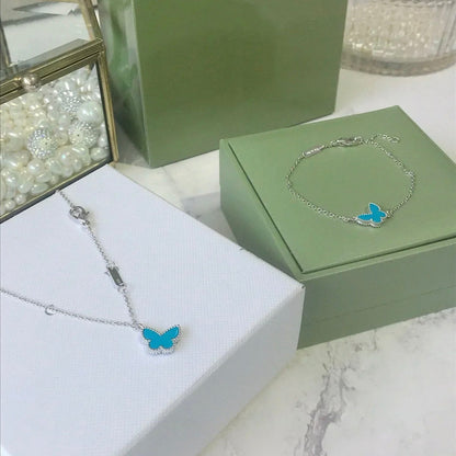 [Love Aura]BUTTERFLY TURQUOISE BUTTERFLY BRACELET SILVER
