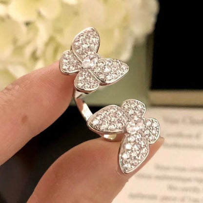 [Love Aura]TWIN SILVER BUTTERFLY DIAMOND RING