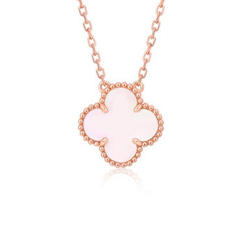 [Love Aura]CLOVER 15MM PINK MOTHER-OF-PEARL SINGLE FLOWER NECKLACE