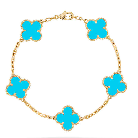 [Love Aura]CLOVER 5 MOTIFS TURQUOISE BRACELET