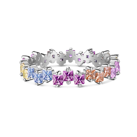 [Love Aura]Mixed Colorful Square Staggered Rings