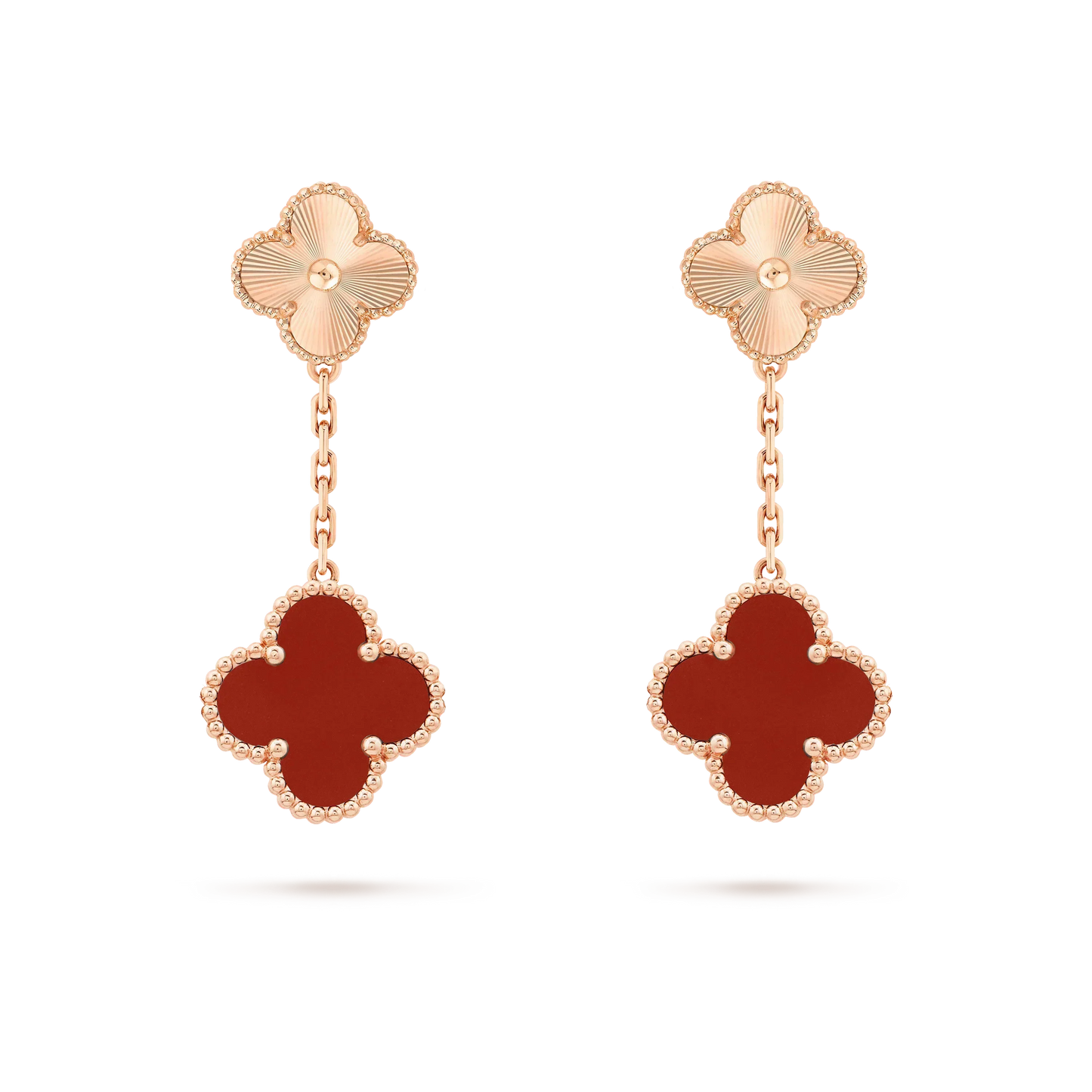 [Love Aura]CLOVER 2 MOTIF  LASER CARNELIAN EARRINGS