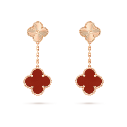[Love Aura]CLOVER 2 MOTIF  LASER CARNELIAN EARRINGS
