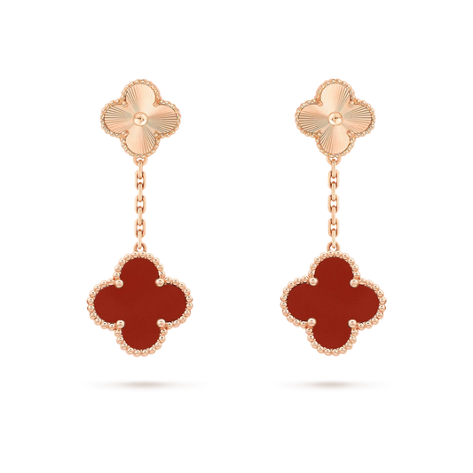 [Love Aura]CLOVER 2 MOTIF  LASER CARNELIAN EARRINGS
